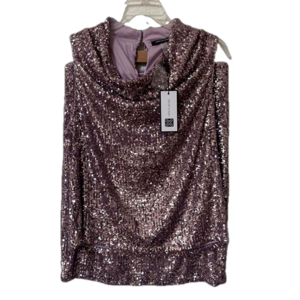 NWT Rose Gold Sequin Sleeveless Two Piece Set Evening Summer Dress Classic large